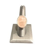 Large Dome Rose Quartz Sterling Silver Floral Ring Sz 6