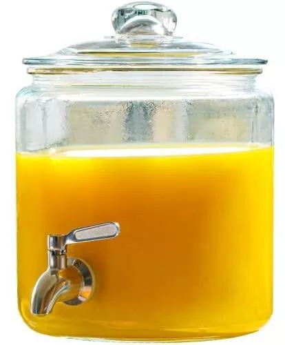 LE'RAZE 1 Gallon Glass Drink Dispenser with Stainless Steel Spigot