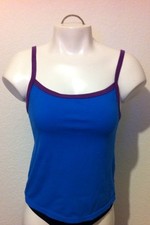 Blue Purple Spaghetti Strap Contrast Trim Tank Top Shirt Size Small FINAL SALE