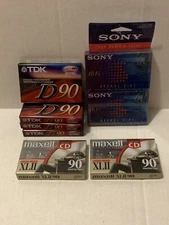 Blank Cassette Tape Lot Of 8 New Sealed   Sony  - TDK -  Maxell