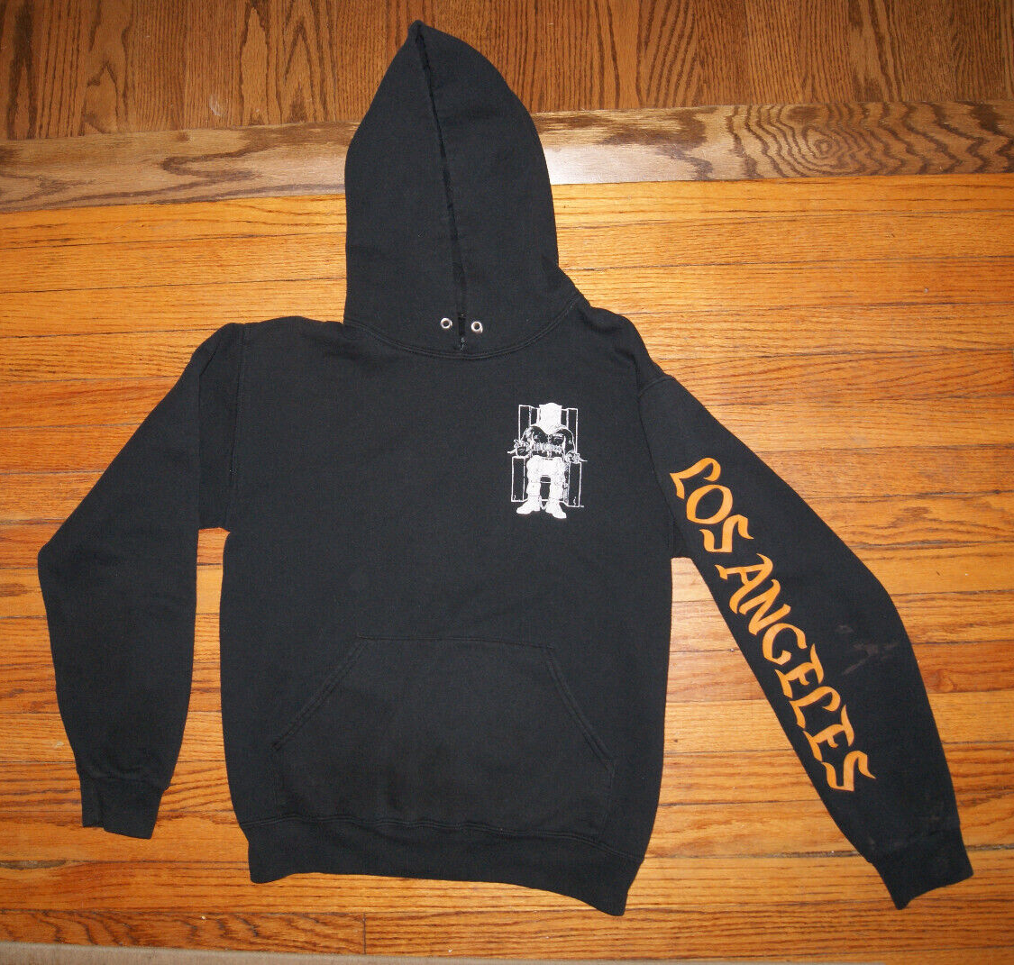 FILA Felpa nera con cappuccio Death Row Records EST 1991 Los Angeles piccola 2 lati