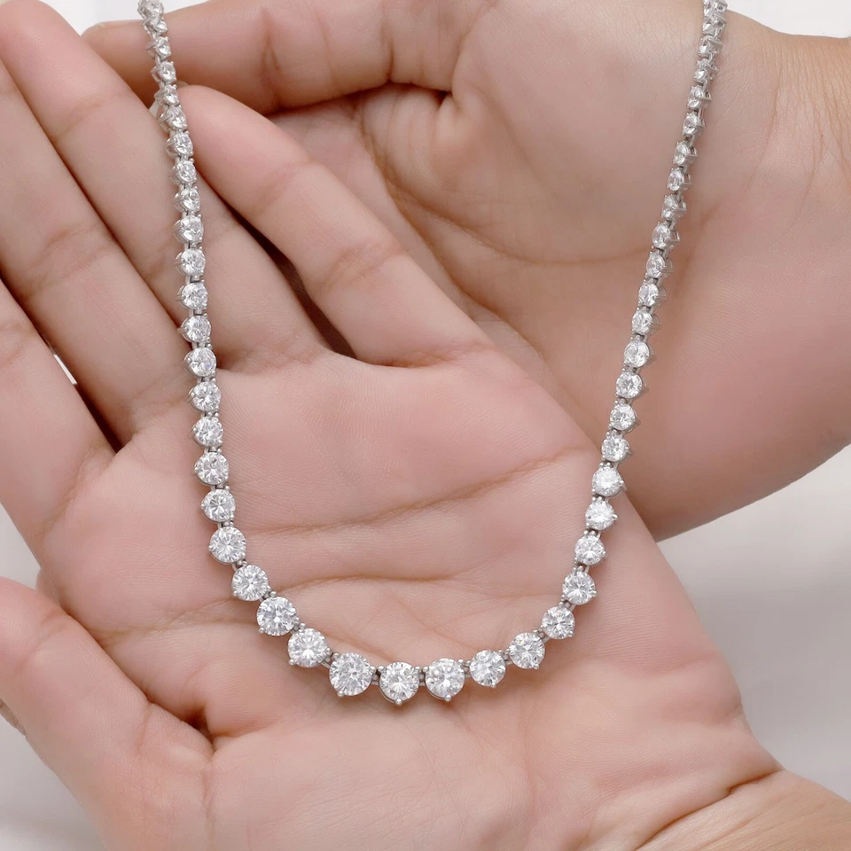 Collar Tenis Riviera 16" Diamante Redondo Autenticado GIA 7,20 Cttw Cultivado en Laboratorio Foto 2 de 4