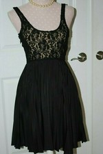 BeBe Little Black Dress, black lace overlay with nude undertones Size S