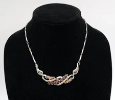 Beautiful Vintage Purple RHINESTONE Cora Necklace 18" Long