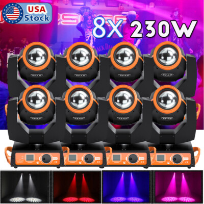 230W 7R Sharpy 17 Gobos Moving Head Beam Stage Lighting Zoom 16+8 Prism DJ DMX