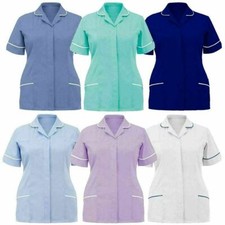 Womens Healthcare Hospital Medical Nurse Collared Ladies Tunic Dress Uniform 