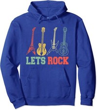 Lets Rock Rock N Roll Guitar Retro Music Gift Unisex Hooded Sweatshirt