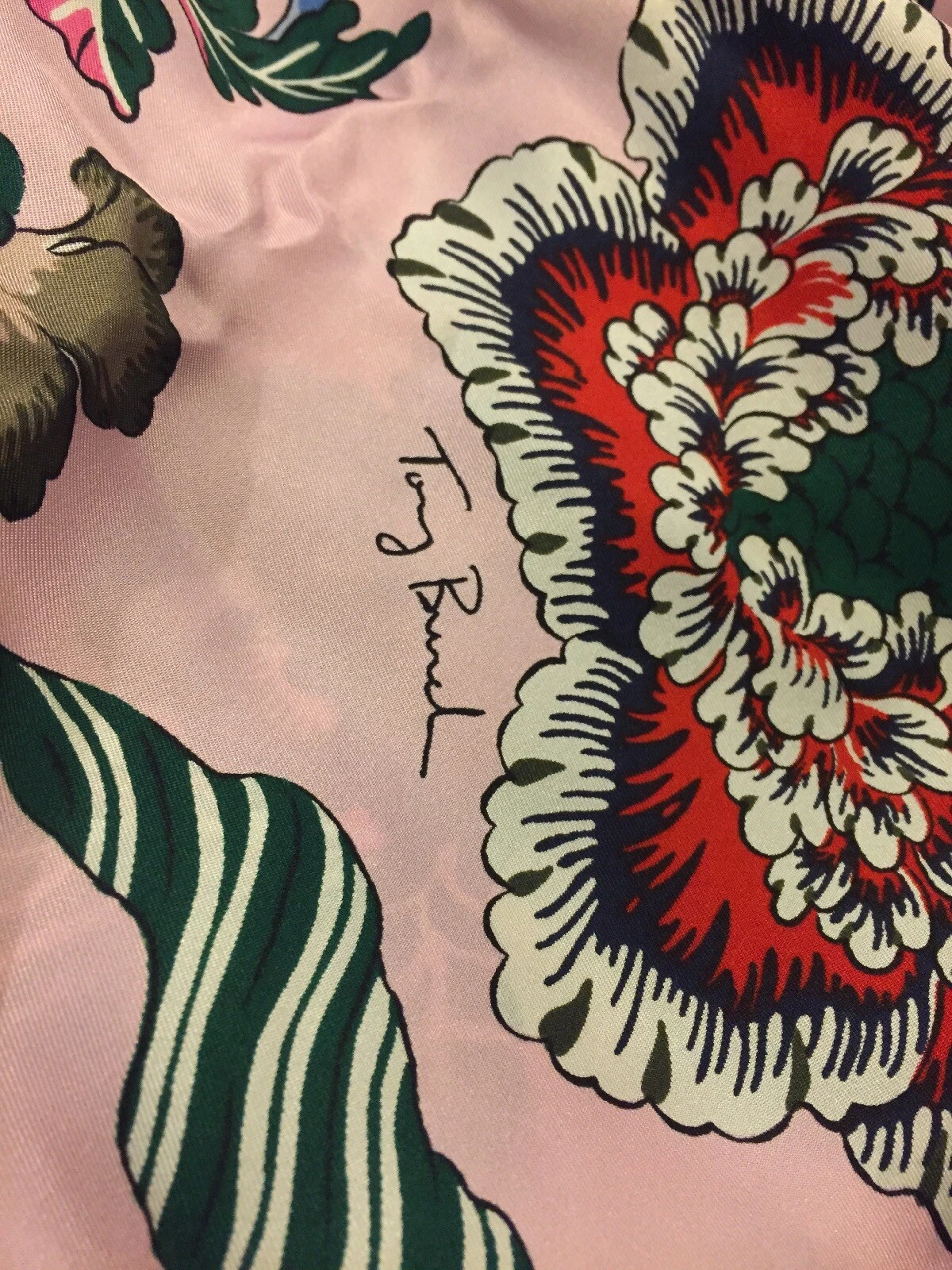 Camicia abito sciarpa designer Tory Burch HAPPY TIMES 100% pura seta tessuto twill