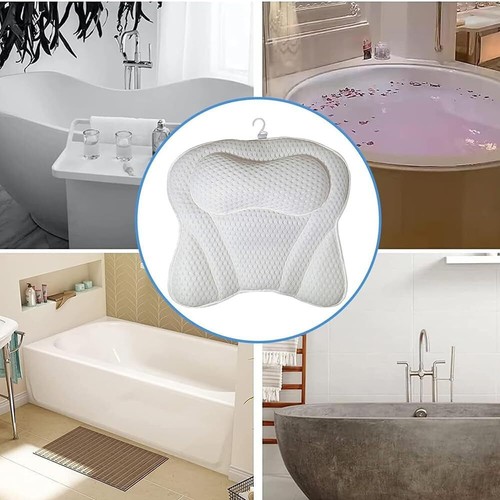 Relaxing Bathtub Cushion Luxury Bath Pillow Spongy Spa Headrest Comfort Non Slip - Picture 9 of 20