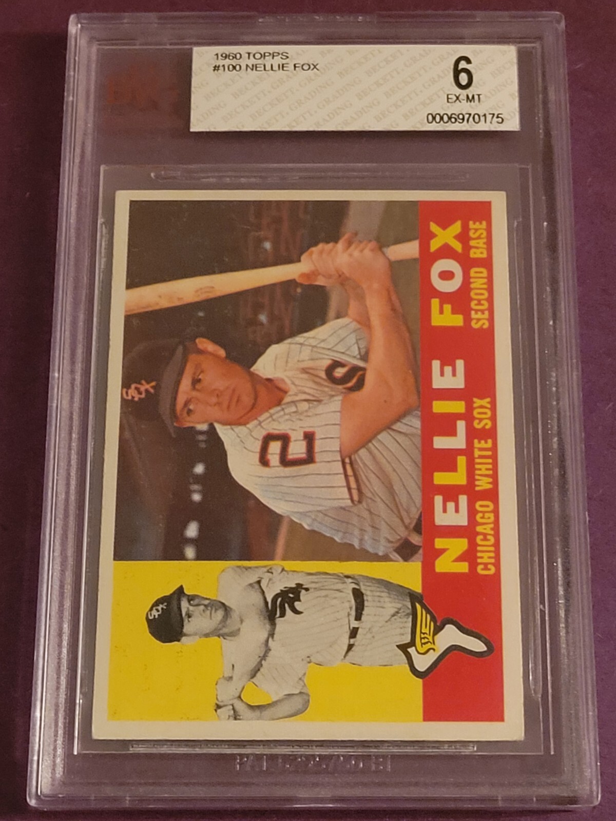 1960 Topps Nellie Fox HOF #100 BVG 6 Chicago White Sox