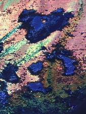 5mm Dusty Rose Pink Green Iridescent/Royal Mermaid Flip Sequins-fabric by yard