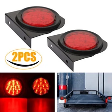 2PCS 4" Round Trailer Tail Light w/ Mounting Brackets for Stop Turn Brake Lamps