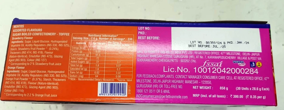 Pacote de bastão de doces sabor morango e laranja Mentos BreathMints pacote com 30 + FS - Imagem 3 de 4