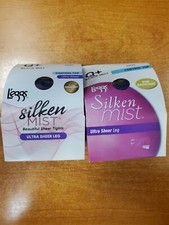 2Pk Leggs Womens Silken Mist Ultra Sheer Leg Control Top Black Mist Size Q R2P2