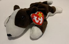 Dog Bruno beanie baby ty Original tag Brown White Stuffed Animal