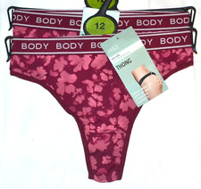 LADIES M&S SET OF 2 'BODY' NO VPL THONGS KNICKERS SIZE 12 DARK RASPBERRY BNWT