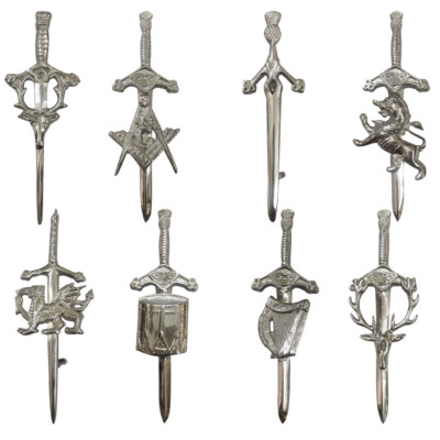 Herren Schottische Kilt Anstecknadel Distel Silber/ Pins & Brosche Keltischer Knoten Schwert Tartan