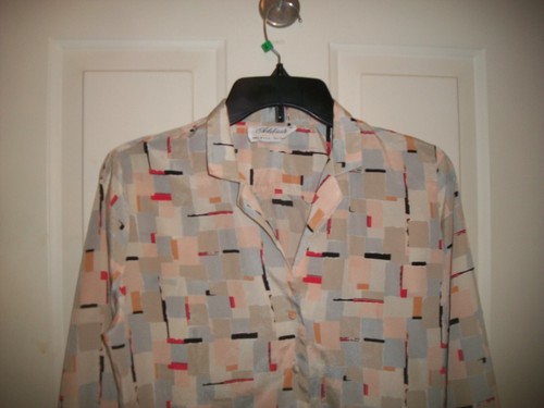 Vintage 70's Adelaar geometric pattern secretary blouse size 10 made in USA - Picture 3 of 6