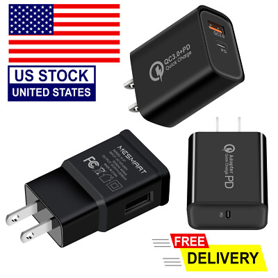 20W Fast Charger Block USB A+Type C Wall Power Adapter For Samsung For Apple