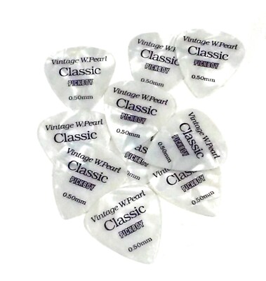 Pickboy Guitar Picks 10 Picks Celluloid Pearl 0.50mm Light White
