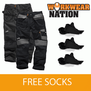 Scruffs Pro PANTALONE Pantaloni lavoro tasche FONDINA CORDURA KNEE PADS