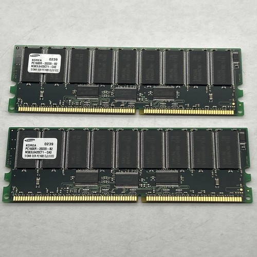 1GB PC1600R ( 2x512mb ) CL2 ECC DDR SDRAM DIMM Samsung 64mx72 Server Memory - Picture 3 of 9