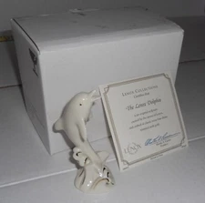 LENOX Ivory and gold dolphin figure figurine bone china 24K gold hand trim w COA