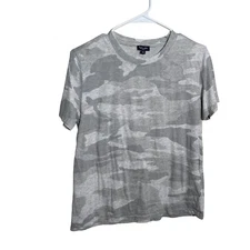 Splendid Shirt Women's Small Gray Camo Short Sleeve Crew Neck Casual Tee Top
