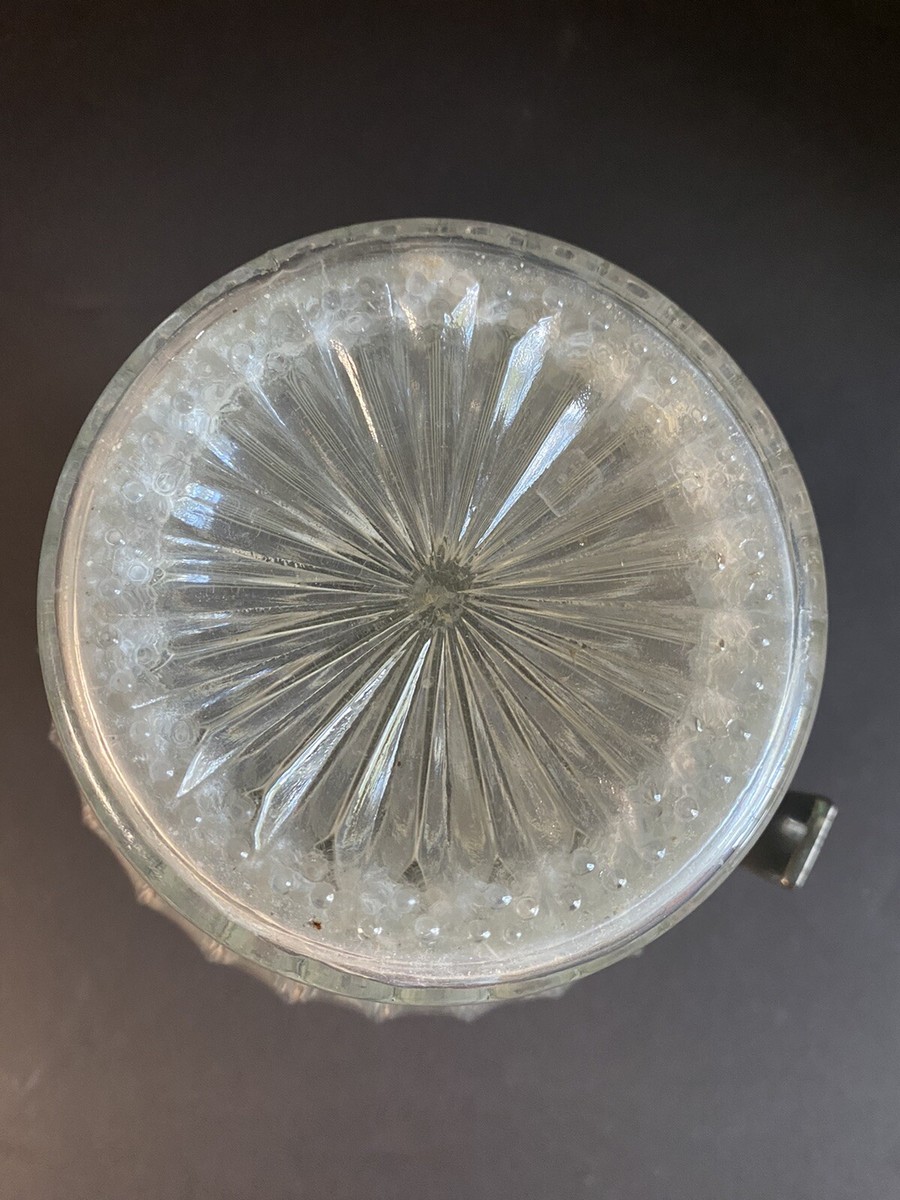 Vintage Italy Silver Plate Ribbed Crystal Glass Water Ice Pitcher