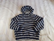 Baby Gap Boys Lined Hooded Windbreaker Blue White Anorak Marine Striped Jacket 5