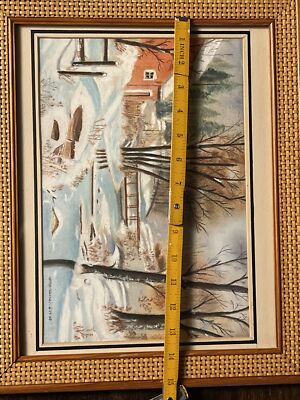水彩落日 Vintage Original Water Color Landscape Painting Signed Otto Werner