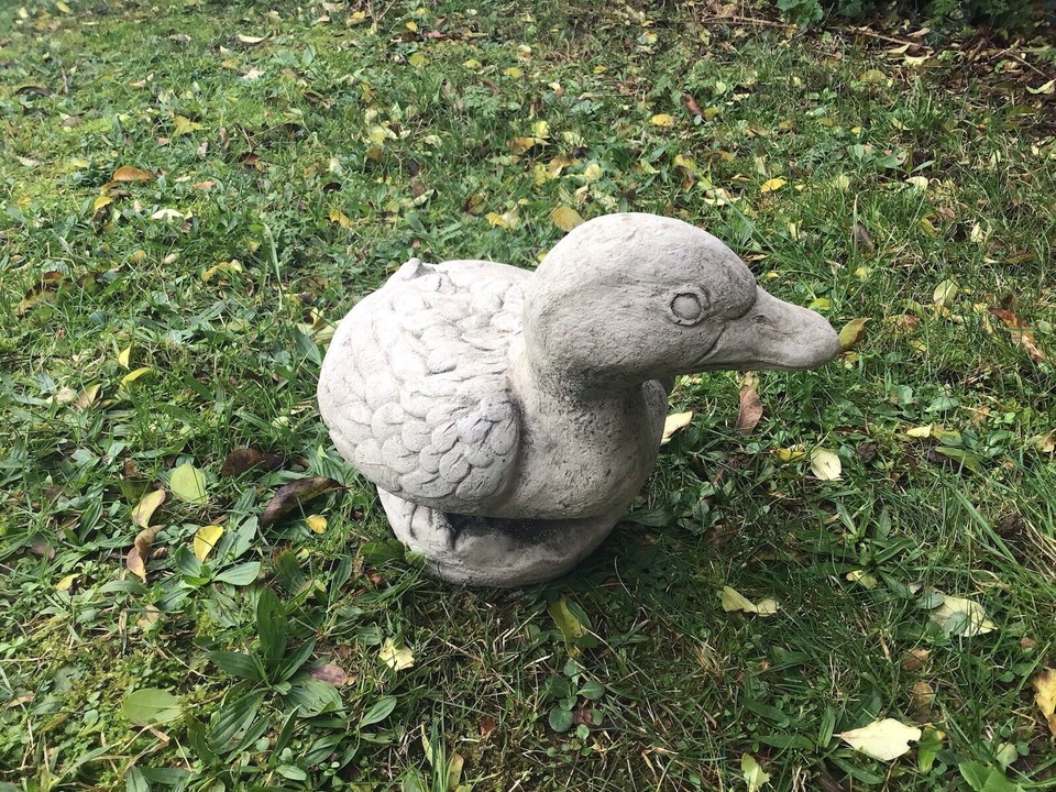 Duck Bird Goose Large Stone Concrete Garden Statue Pond Ornament FREE