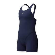 Image of SPEEDO GIRLS SWIMSUIT. ENDURANCE+ NAVY LEGSUIT SPLASHBACK SWIMMING COSTUME W26