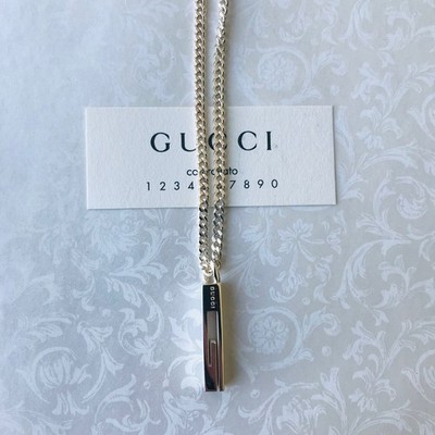 Gucci Trademark  G Bar Pendant & 20''  Chain Necklace