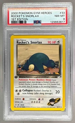 2000 Pokemon Gym Heroes 1st Edition 33 Rocket's Snorlax PSA 8 129663617