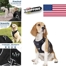 Reflective Dog Harness Adjustable for Medium Dogs Easy Control Black Color