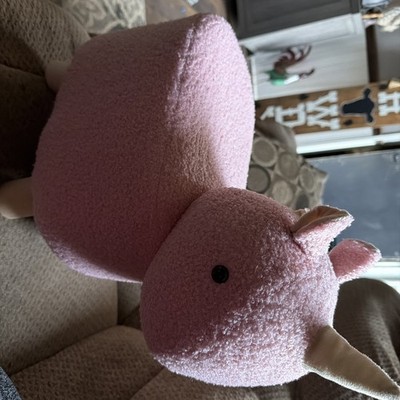 Pink Unicorn Kids Stool Ottoman Plush Animal Seat Nursery Decor Footstool Toy