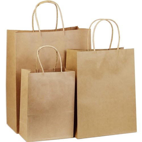 30 Weiße Kraftpapier-Tüten Mit Griffen - Mittelgroß (20,8x10,9x26,9 Cm), 100 G/m², Für Geschenke, Party & Einkauf
