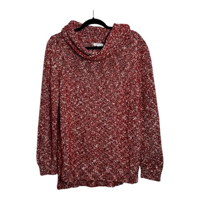 Croft & Barrow Womens Red Marled Cowl Neck Sweater Size L Long Sleeve Pullover