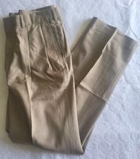 Lands End Light Brown Trousers Men 38 Regular Wool Double Pleated Pants USA Made