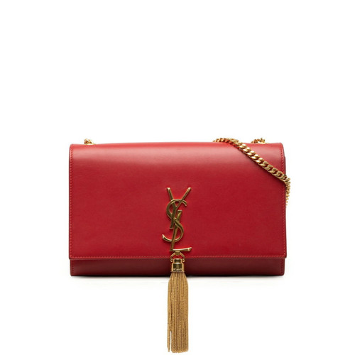 Saint Laurent Kate Tassel Medium YSL Logo Chain Shoulder Bag, Red ... GZl1i8wt