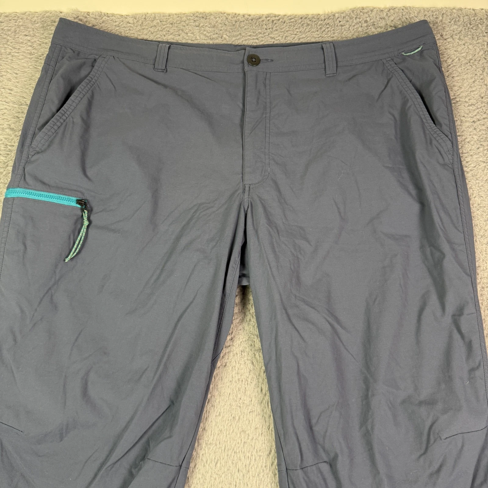 REI Co-op Trailmade Pants Mens 44x30 Blue Hiking Stretch Zip Pocket Drawstring