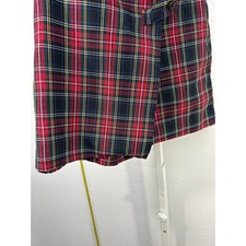 Dennis Uniform Plaid Skort Red Navy Tartan School Girl Wrap Front Size H10 Plus