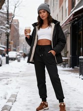 Women's Fleece Sweatpants Jogger Fleece Pants With Drawstring Waist, Boyfriend S