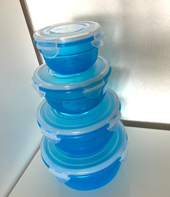 4 Lock&Lock Dosen-Set Vorratsdosen Dose nestbar gletscherblau 1,4 L-850-400-250