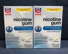 Lot of 2 Rite Aid Nicotine Gum Original 110 pieces Each 2 mg Exp- 02/2026