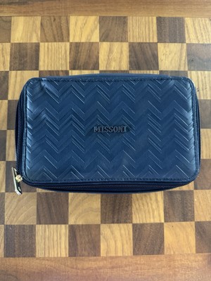 Missoni Chevron Zipped Travel Carrying Case Cosmetics Navy Blue Amenity Kit