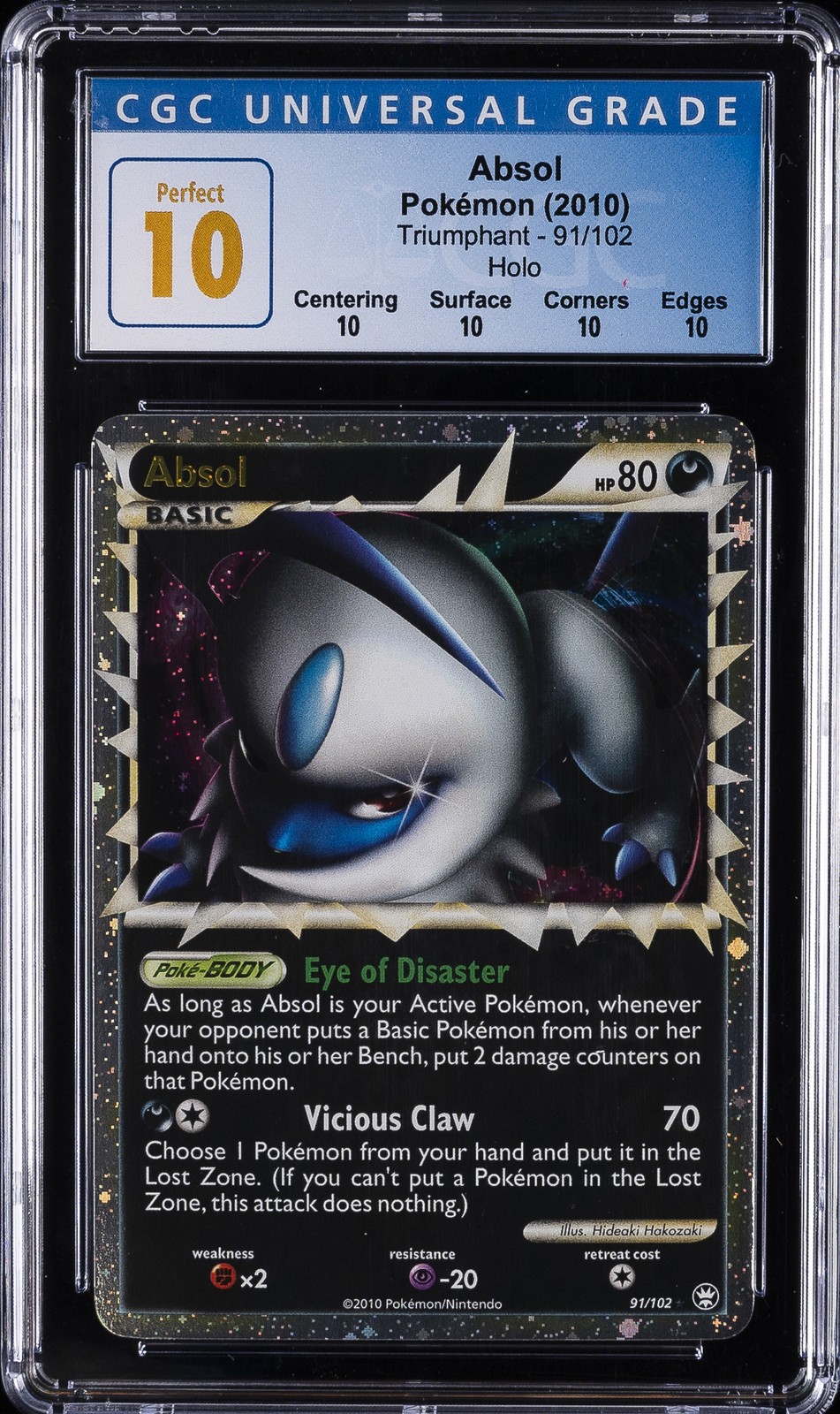 2010 POKEMON TRIUMPHANT HOLO #91 ABSOL CGC 10 PERFECT