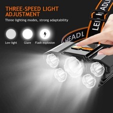 2Packs 25000LM LED HEADLAMP Rechargeable Headlight Zoomable Head Torch Lamp -