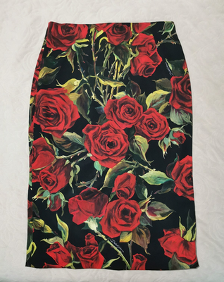 Dolce & Gabbana FW2015 Red Roses Floral Print Silk Chiffon Low